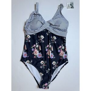 B2prity Womens Monokini Front Cross One Piece Swimsuits Tummy Control Swimwear L